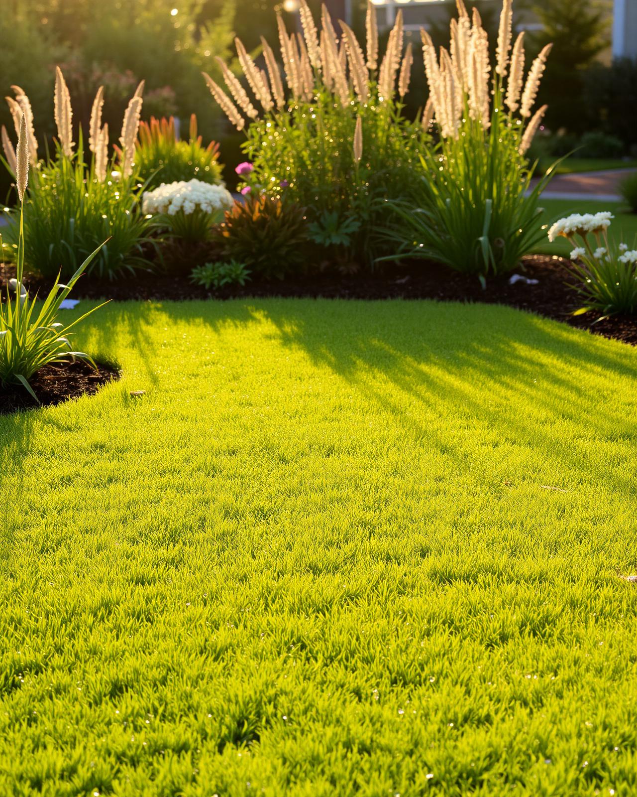 A healthy green lawn cared for without synthetic pesticides